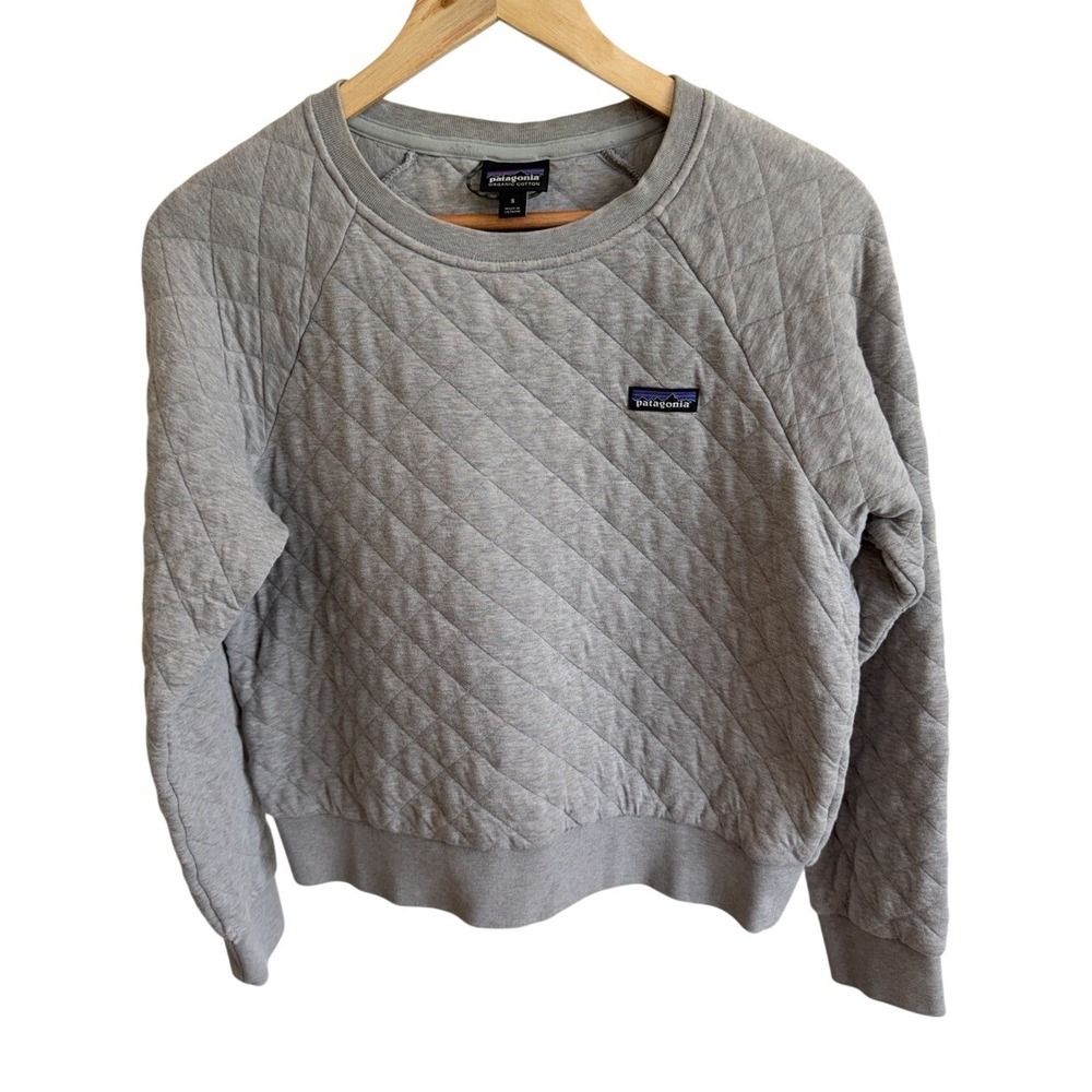Patagonia Organic Cotton Quilted Crew Gray Sweatshirt Womens Size Small